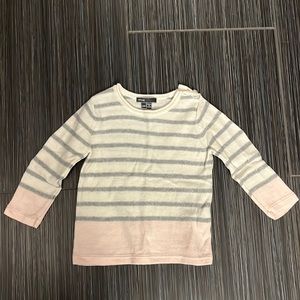 Vince cotton sweater in pink, ivory, and grey, Size 12 months